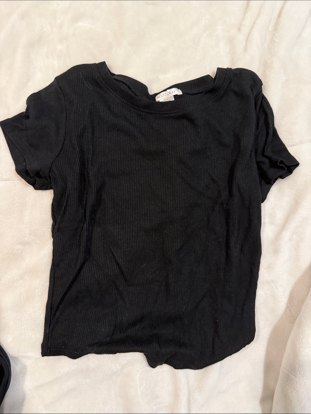 Bozzolo Black Ribbed Short Sleeve Crew Tee